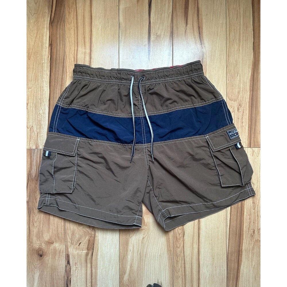 Tommy Hilfiger Brown & Black Kid's Premium Swim Trunks - Medium